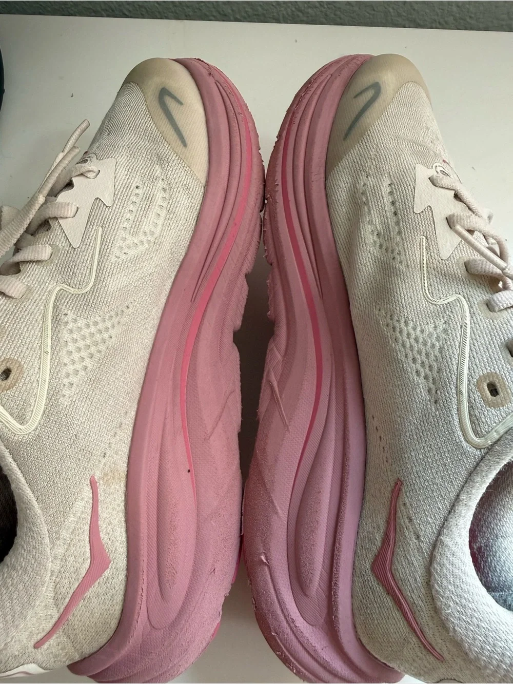 Hoka clifton 10 Women size 5 or big girl 4 Pink and Cream Athletic Sneakers